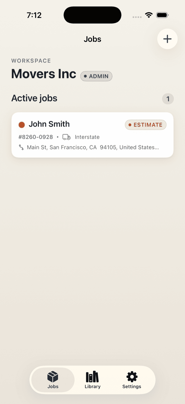 Interstate Inventory app — Jobs & workspaces