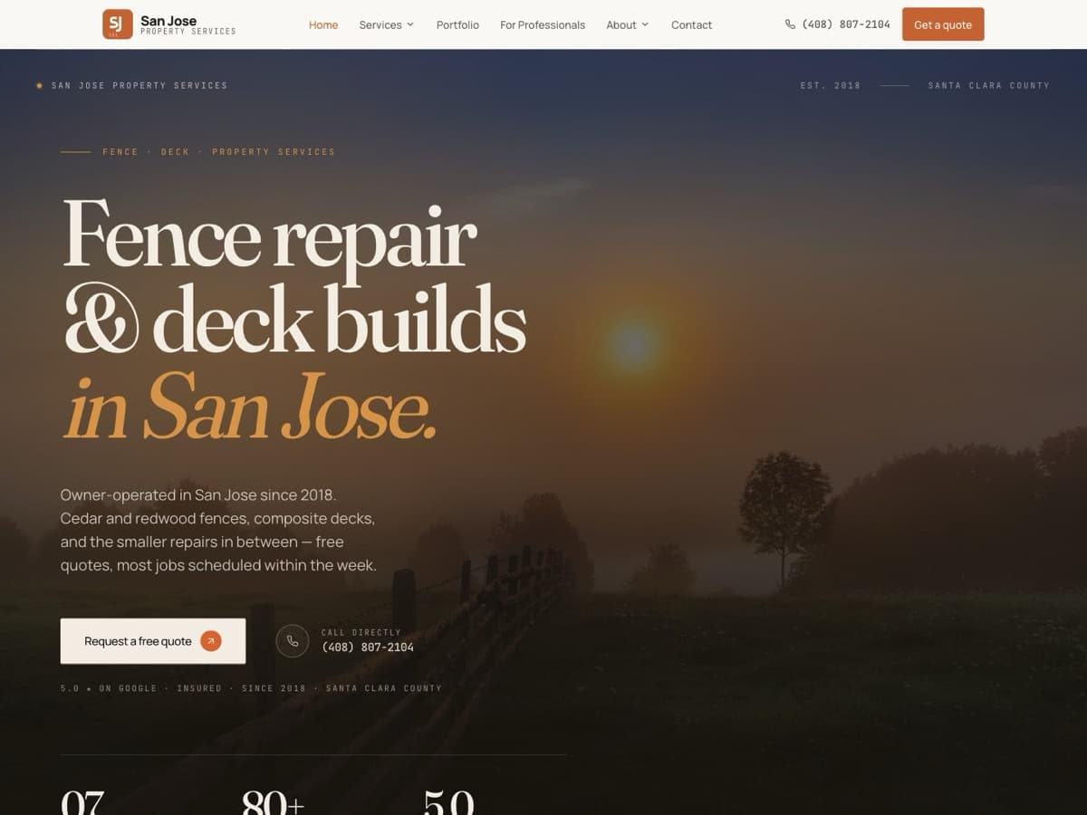 San Jose Property Services — trade-first contractor site by JC Media.