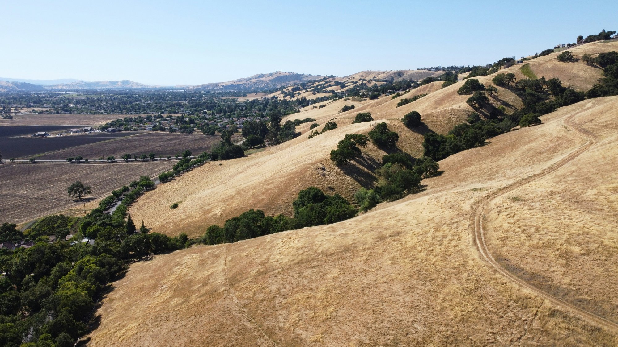 Morgan Hill and the surrounding valley seen from above