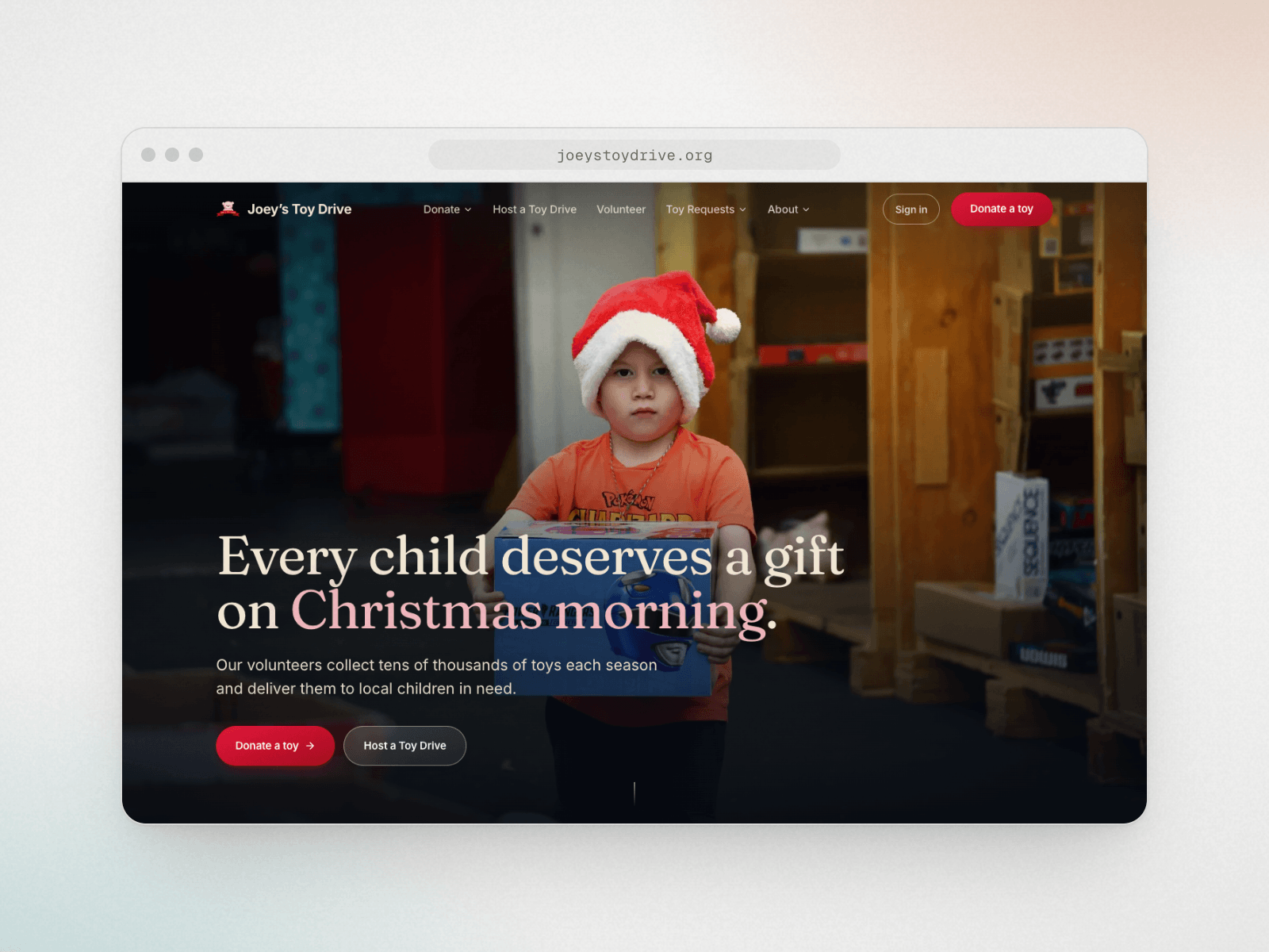 Joey's Toy Drive — The public site, operations platform, and iOS app behind a Bay Area nonprofit.
